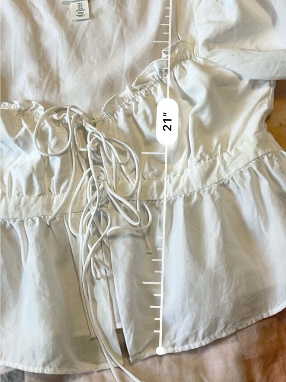 H&M x Brock Collection White Linen Blend Lace-Up Peasant Blouse M - Picture 8 of 9